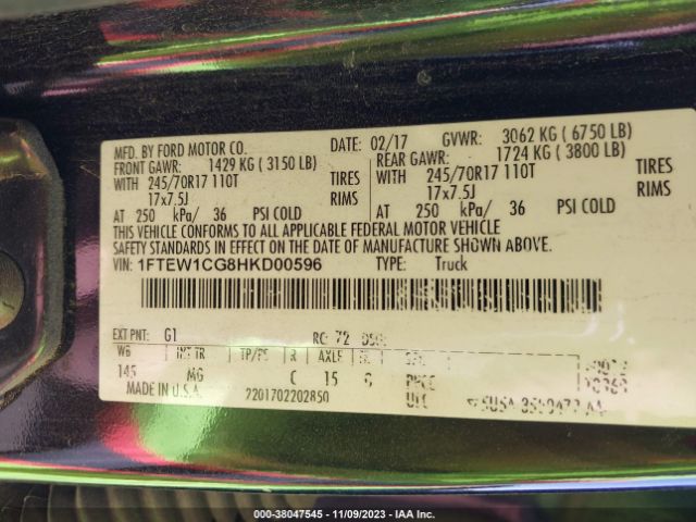 1FTEW1CG8HKD00596 Ford F-150 Xlt