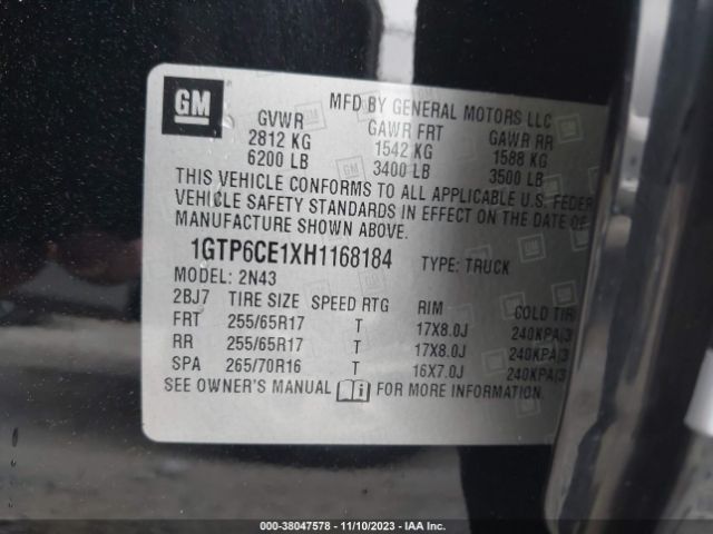 1GTP6CE1XH1168184 GMC CANYON SLE