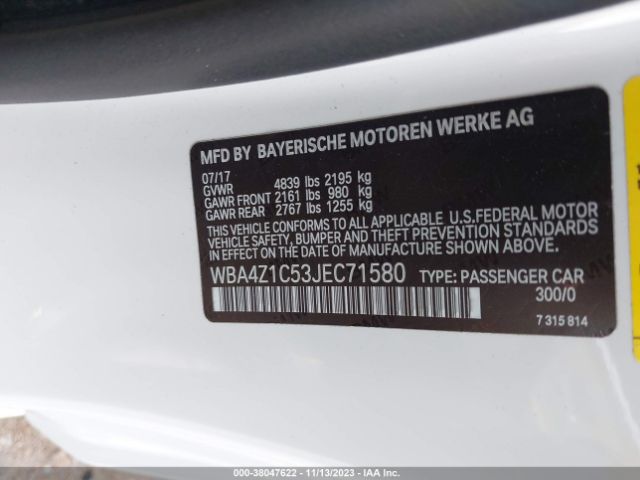 WBA4Z1C53JEC71580 BMW 430I