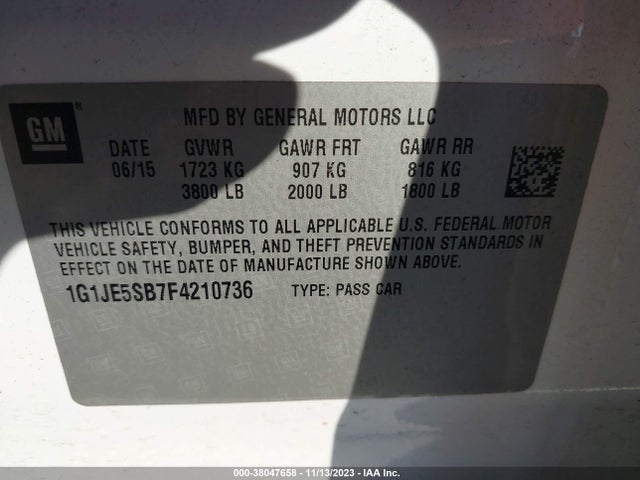 Chevrolet Sonic Ltz Auto 2015 1G1JE5SB7F4210736 Image 9