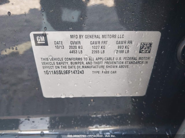 2014 CHEVROLET MALIBU LS VIN: 1G11A5SL9EF147243
