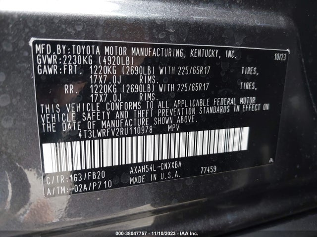 2024 TOYOTA RAV4 HYBRID LE VIN: 4T3LWRFV2RU110978