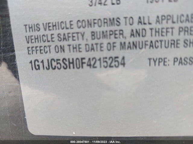 Chevrolet Sonic Lt Auto 2015 1G1JC5SH0F4215254 Image 9