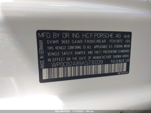 2010 PORSCHE BOXSTER WP0CB2A89AS730339 Photo 8