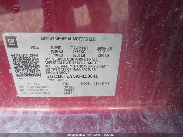 Chevrolet Silverado 2500hd Ltz 2019 1GC1KTEY5KF158641 Image 9