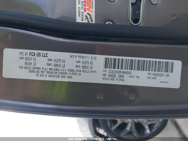 Dodge Charger Sxt 2015 2C3CDXHG9FH800543 Image 9