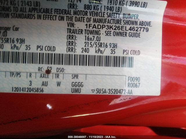 Ford FOCUS SE 2014 1FADP3K26EL462779 Image 9