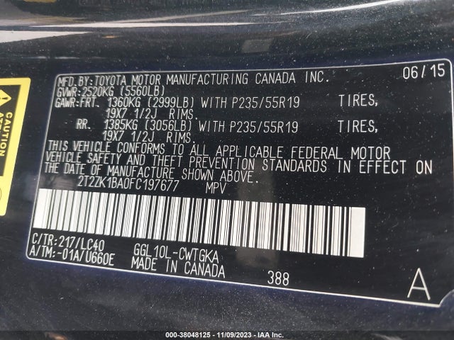 Lexus RX 350 2015 2T2ZK1BA0FC197677 Image 9
