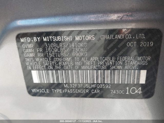 ML32F3FJ5LHF03592 Mitsubishi Mirage G4 Es