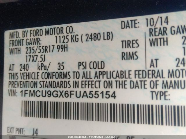 1FMCU9GX6FUA55154 Ford ESCAPE SE