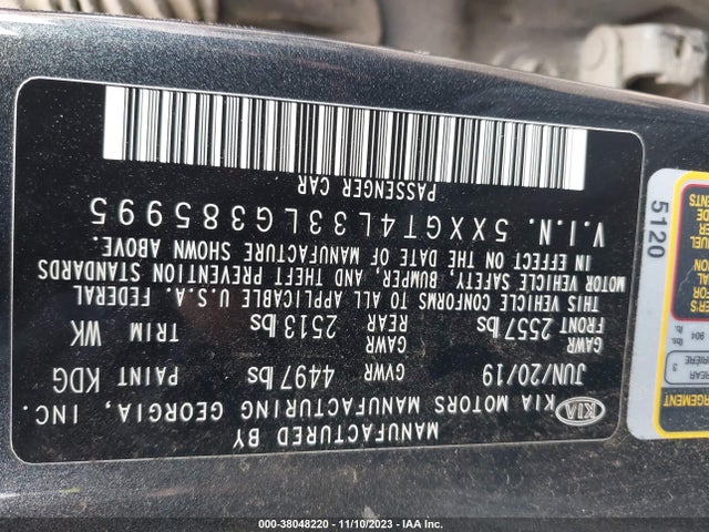 KIA Optima Lx 2020 5XXGT4L33LG385995 Image 9