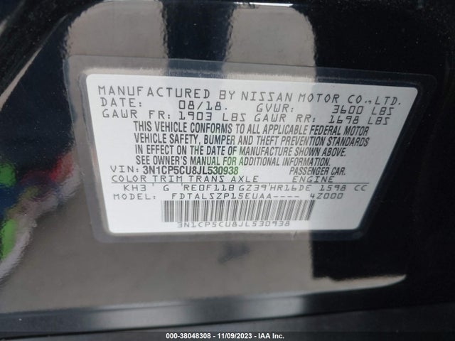 Nissan KICKS SV 2018 3N1CP5CU8JL530938 Image 9