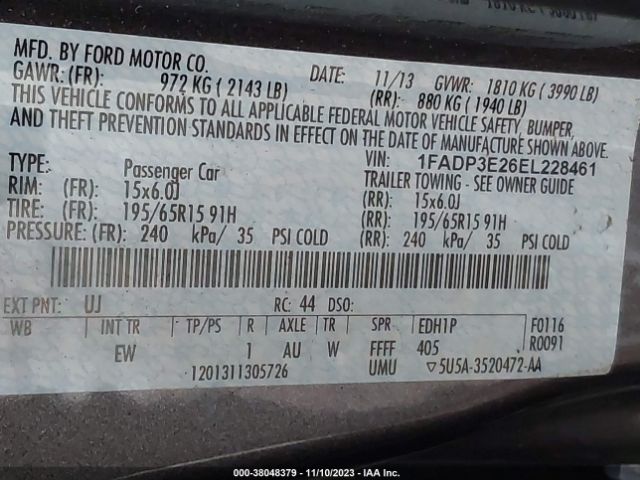 1FADP3E26EL228461 Ford FOCUS S