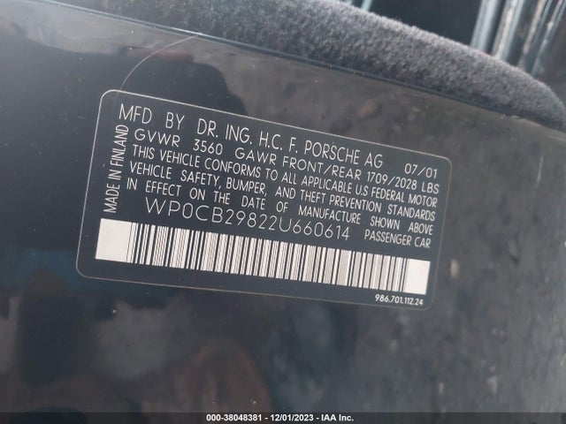 2002 PORSCHE BOXSTER WP0CB29822U660614 Photo 8