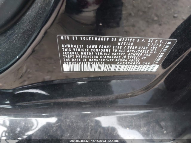3VW2K7AJ3FM292510 Volkswagen Jetta 2.0l S