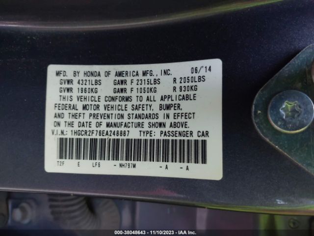 1HGCR2F76EA248887 Honda ACCORD EX