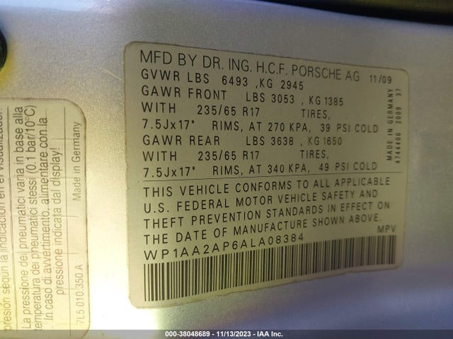 2010 PORSCHE CAYENNE WP1AA2AP6ALA08384 Photo 8