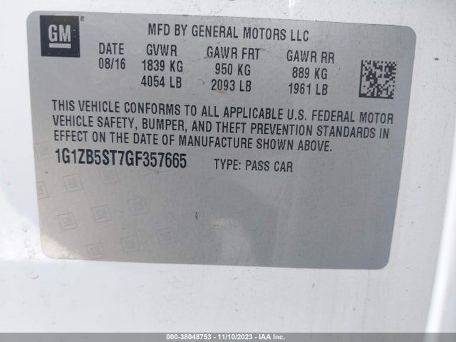 Chevrolet MALIBU LS 2016 1G1ZB5ST7GF357665 Image 9