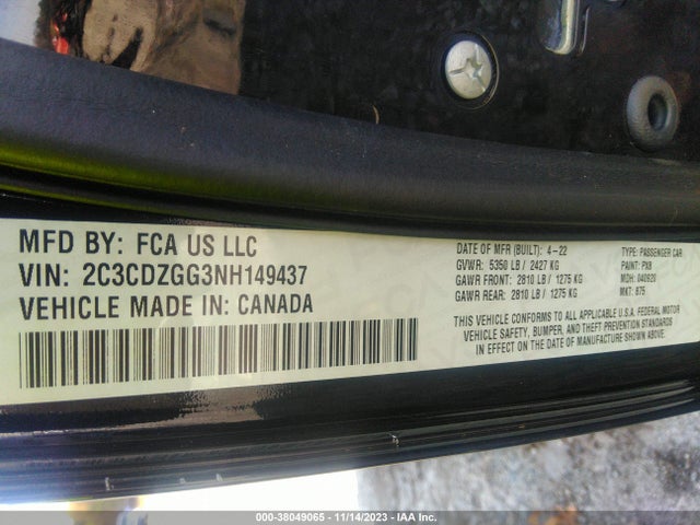 Dodge Challenger Sxt Awd 2022 2C3CDZGG3NH149437 Image 9
