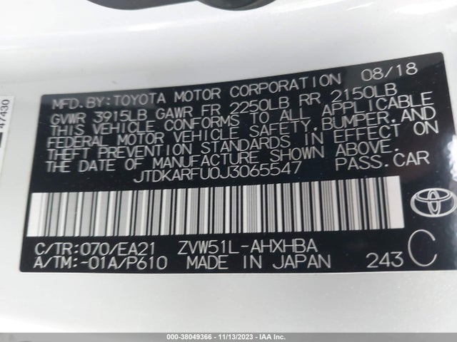 Toyota Prius Three Touring 2018 JTDKARFU0J3065547 Image 9