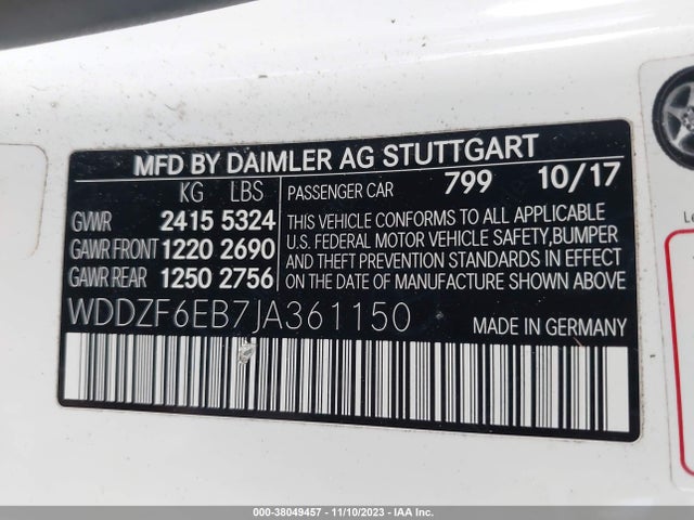 Mercedes-Benz Amg E 43 4matic 2018 WDDZF6EB7JA361150 Image 9