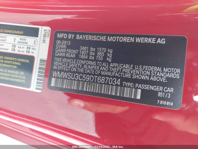 2013 MINI COOPER HARDTOP WMWSU3C59DT687034 Photo 8