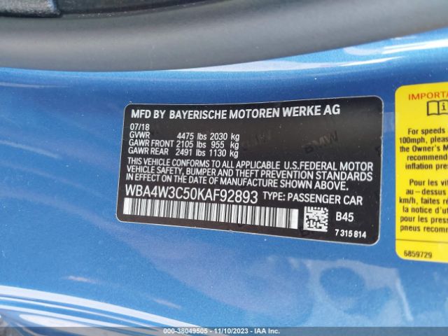 WBA4W3C50KAF92893 BMW 430I