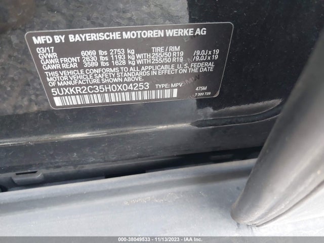 BMW X5 Sdrive35i 2017 5UXKR2C35H0X04253 Image 9
