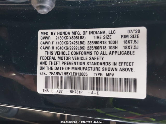 Honda Cr-v 2wd Ex 2020 7FARW1H5XLE013005 Image 9