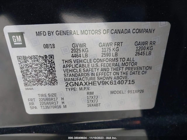 Chevrolet EQUINOX LS 2019 2GNAXHEV9K6140715 Image 9