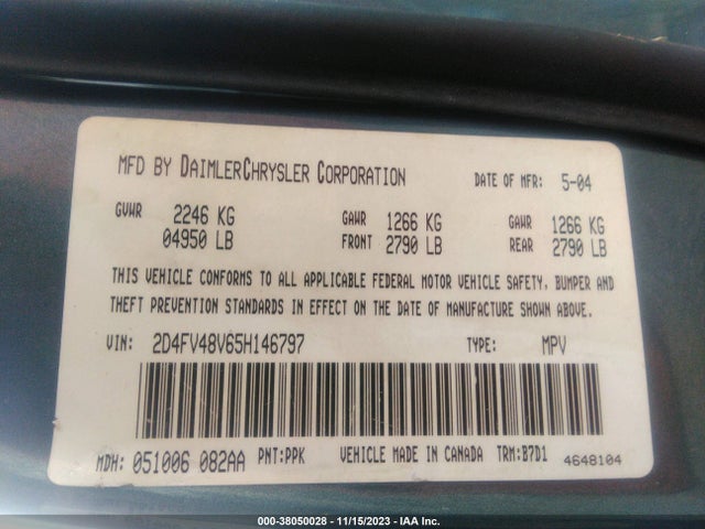 2005 DODGE MAGNUM SE VIN: 2D4FV48V65H146797