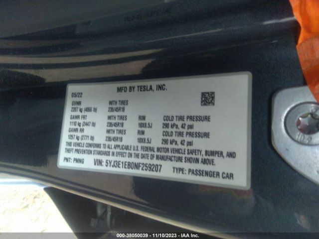 2022 TESLA MODEL 3 5YJ3E1EB0NF259207 Photo 8