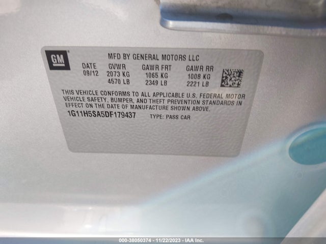 2013 CHEVROLET MALIBU 1LZ VIN: 1G11H5SA5DF179437