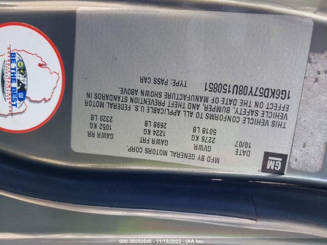 2008 CADILLAC DTS 1SC VIN: 1G6KD57Y08U150851