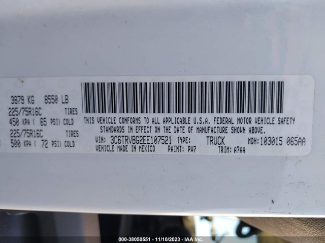 RAM Promaster 1500 2014 3C6TRVBG2EE107521 Image 9