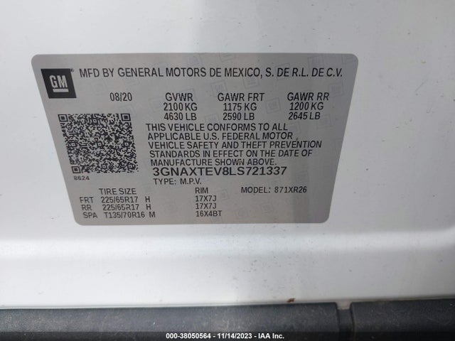 Chevrolet Equinox Awd 2fl 2020 3GNAXTEV8LS721337 Image 9