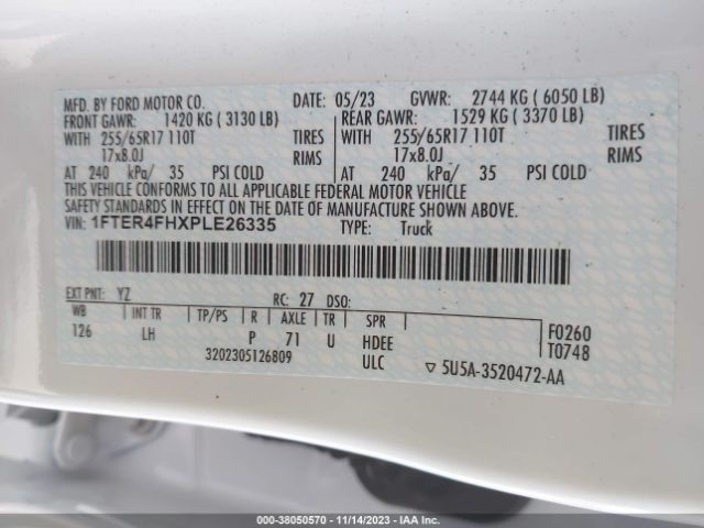 1FTER4FHXPLE26335 Ford Ranger Xlt