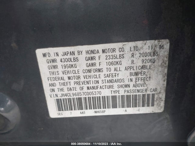 2007 ACURA TSX VIN: JH4CL96857C005370