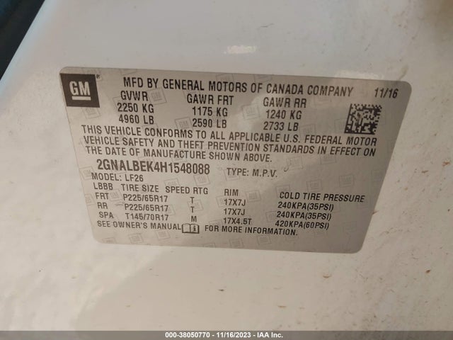 Chevrolet EQUINOX LS 2017 2GNALBEK4H1548088 Image 9