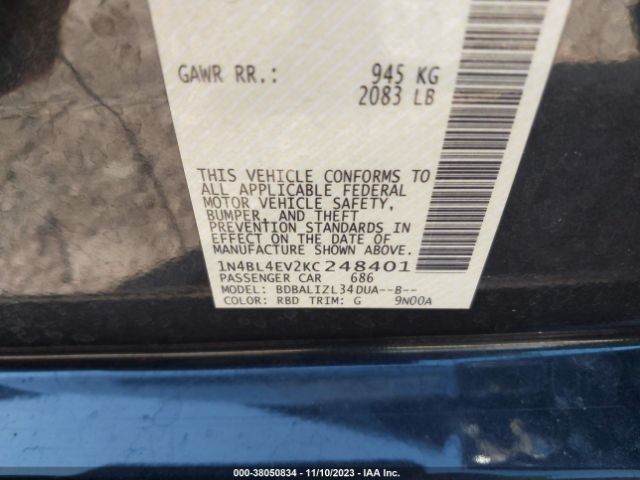 1N4BL4EV2KC248401 Nissan Altima 2.5 Sl