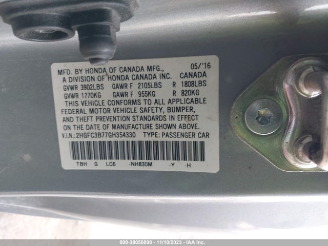 Honda Civic Ex-l 2016 2HGFC3B77GH354330 Image 9