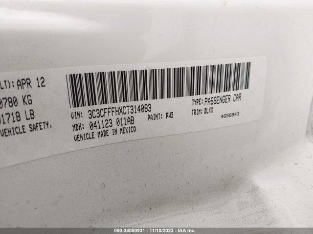 2012 FIAT 500 3C3CFFFHXCT314083 Photo 8