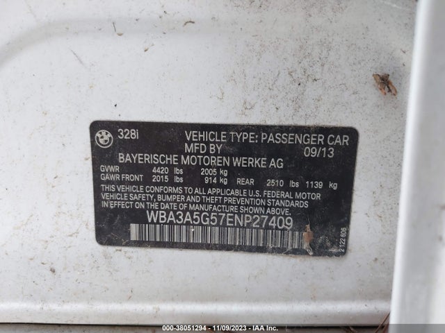 BMW 328I 2014 WBA3A5G57ENP27409 Image 9