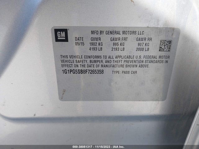 Chevrolet CRUZE LTZ 2015 1G1PG5SB8F7265358 Image 9
