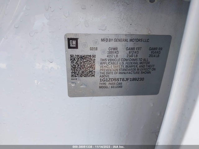 Chevrolet MALIBU LT 2018 1G1ZD5ST6JF189230 Image 9