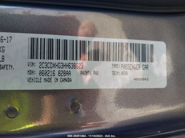 2C3CDXHG3HH638623 Dodge Charger Sxt Rwd