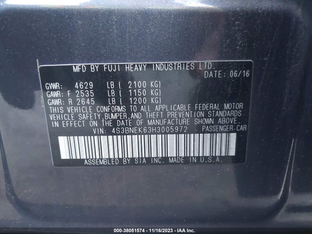 2017 SUBARU LEGACY 3.6R LIMITED VIN: 4S3BNEK63H3005972