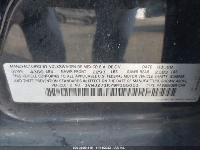 2009 VOLKSWAGEN JETTA SEDAN 3VWJZ71K79M155011 Photo 8