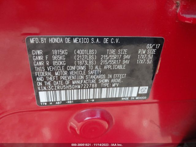 3CZRU5H50HM722788 Honda HR-V EX