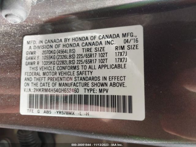 2HKRM4H54GH652460 Honda CR-V EX
